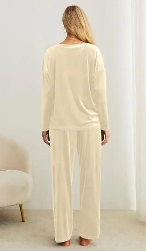 Vista 6 de PrinStory Conjunto de pijama 2023 para mujer, ropa de dormir de 2 piezas, pijamas suaves con bolsillos