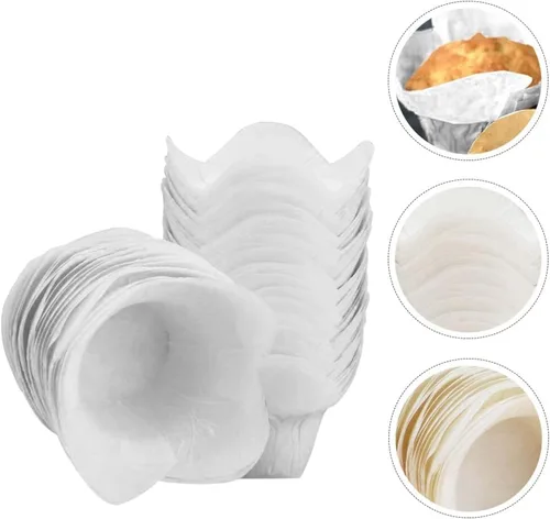 Vista 6 de Kichvoe 100 piezas de papel antiaceite para tartas pequeñas, envoltura de muffins, mini tazas de papel para hornear, magdalenas, taza para hornear