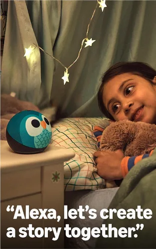 Vista 5 de Amazon Echo Dot Kids (modelo más reciente), Bocina inteligente para disfrutar audiolibros apropiados para su edad, juegos interactivos y Dragón