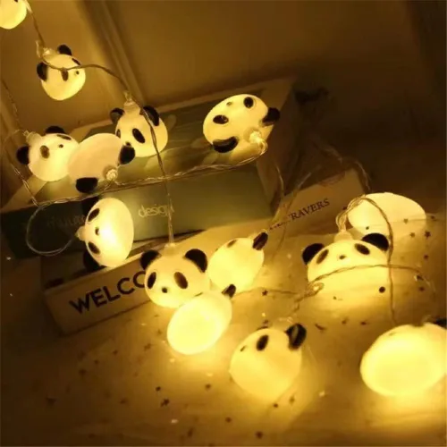 Vista 3 de Cadena de luces LED de panda con pilas, linterna pequeña, luz colgante, luces de Navidad, impermeables, decorativas, para patio, jardín, balcón