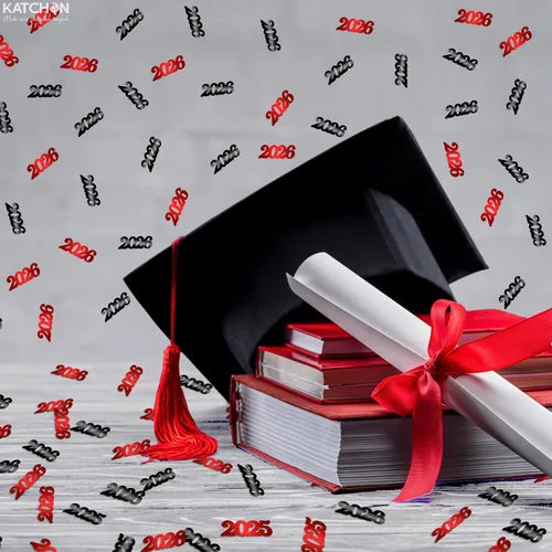 Vista 5 de KatchOn, Confeti de graduación rojo y negro, paquete de 500 unidades, confeti de graduación de clase de 2026, decoraciones de mesa de graduación