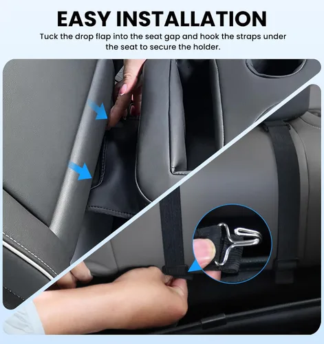 Vista 3 de Portavasos de Coche Mejorado con Correas de Seguridad Duales, Portavasos para Asiento Trasero de Coche, Portavasos de Camión de Cuero PU