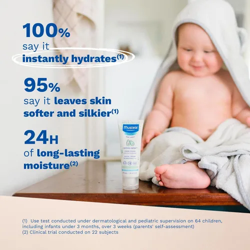 Vista 3 de Mustela Hydra Bebe Crema facial – Hidratante diario para bebé con aguacate natural, aceite de jojoba y manteca de karité, 1.35 onzas líquidas. El