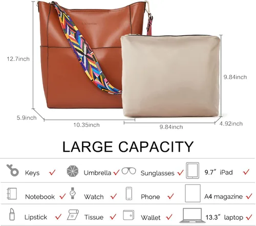Vista 3 de BOSTANTEN - Bolsos de cuero al hombro tipo balde para mujer