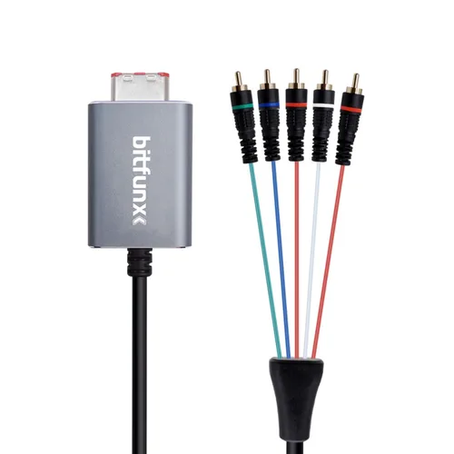 Vista 6 de BITFUNX Adaptador de cable de componentes NGC Soporta video componente (3RCA) y cable de audio (2RCA), adaptador de videojuegos Plug & Play sin