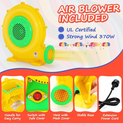 Vista 8 de Whubefy Casa de Rebote Inflable para Niños 3-6 Niños Grandes 8-12 con Tobogán Doble y Pista de Obstáculos, 3.66 x 2.74 m Casa Inflable