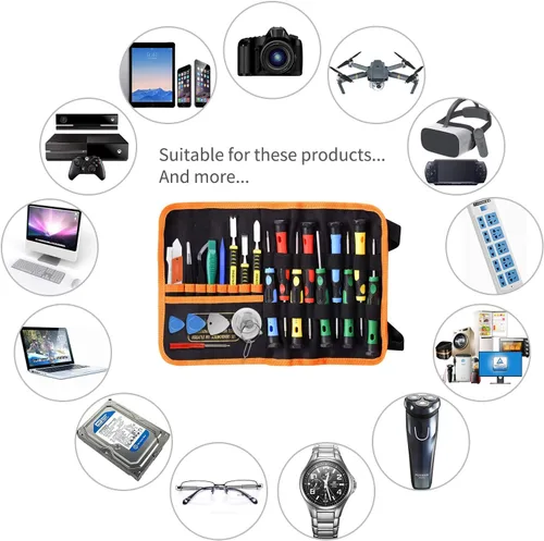 Vista 3 de (2309A-Small) Kit de herramientas desarmador de reparación para iPhone/ iPad/ iPod/ otros celulares (23 unidades)