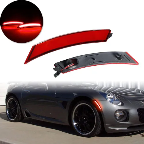 Vista 12 de Faros Laterales Delanteros LED de Lente Clara y Ámbar Compatibles con 2006-2010 Pontiac Solstice, 2007-2010 Saturn Sky
