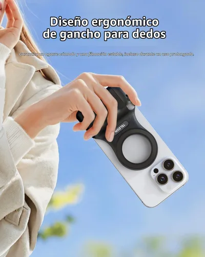 Vista 4 de TELESIN Fun Shot Agarre Magnético para Cámara de Teléfono + Kit Creador de Luz Magnética para Selfie C03 Compatible con iPhone Magsafe y Android