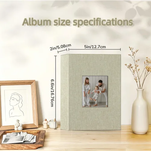 Vista 4 de popotop - Álbum de fotos 4x6 con 100 fotos, libros de fotos con 100 bolsillos verticales, cubierta de lino, álbumes para fotos familiares, de boda