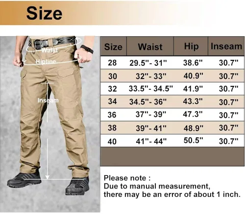 Vista 5 de HYCOPROT Pantalones tácticos para hombre Ripstop repelente al agua ligeros casuales de secado rápido 10 bolsillos pantalones de trabajo