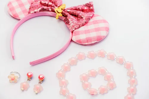 Vista 2 de Bigu Girls Pink Costume Cosplay Outfit Dress Halloween Mommy and Me with Accessories