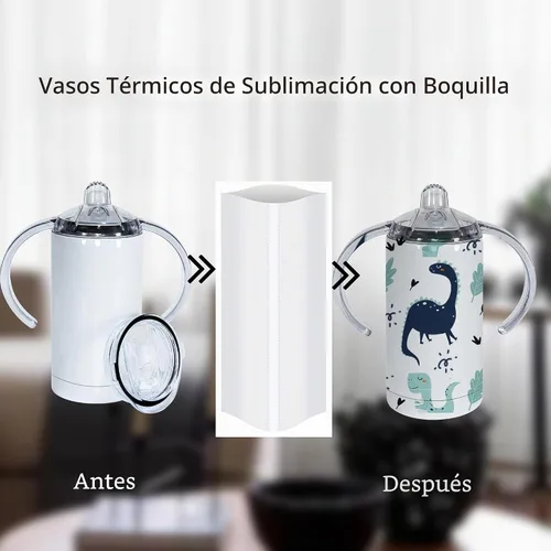 Vista 2 de AGH Paquete de 30 vasos de sublimación de 12 onzas con dos tapas, botella de agua de doble pared de acero inoxidable para niños con asa, vasos