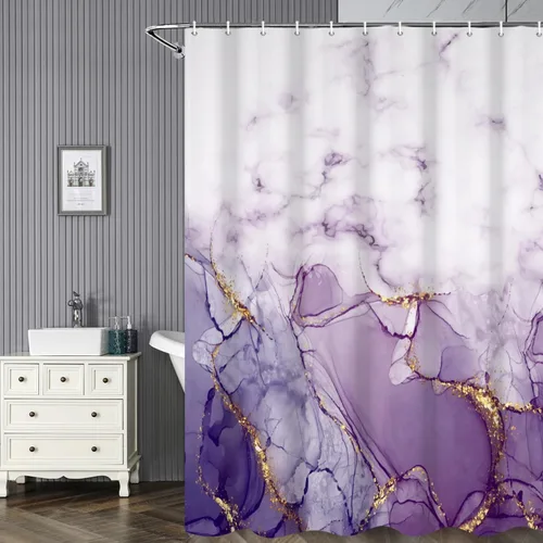 Vista 31 de Cortina de Ducha Floral Bohemia Negra Flores de Mediados de Siglo Botánica Moderna Elegante Estética Cortina de Ducha para Decoración de Baño