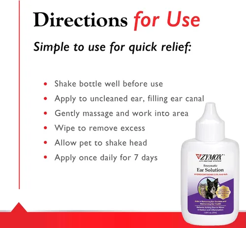 Vista 3 de Pet King Brands ZYMOX - Solución para oídos con hidrocortisona al 0,5% y limpiador de oídos