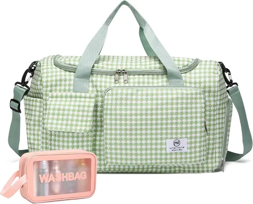 Vista 429 de Pequeña bolsa de gimnasio para mujer, bolsa de viaje con compartimento para zapatos