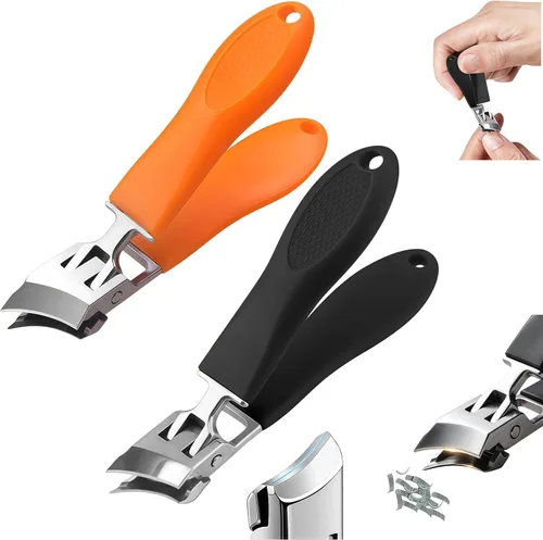 Vista 9 de Cortaúñas inclinadas antisalpicaduras con apertura de mandíbula ancha, cortaúñas afiladas para uñas gruesas, resistente a salpicaduras y uñas Naranja