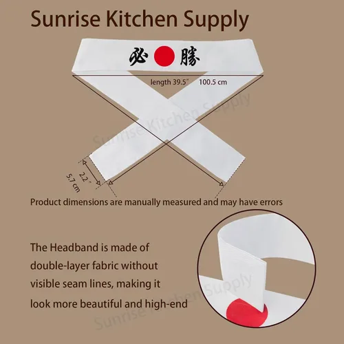 Vista 28 de Sunrise Kitchen Supply - Diadema de karate japonesa para chef de sushi hachimaki, 2 piezas