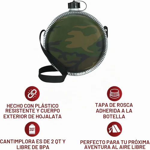 Vista 5 de Rothco Woodland Camo - Cantina desierta de 2 cuartos de galón, sin BPA, ideal para acampar y equipo al aire libre