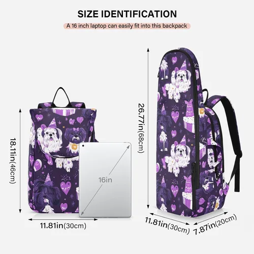 Vista 3 de Women Men Tennis Backpack Large Sturdy Cartoon Cute Purple Birthday Dog 3 Rackets Badminton Shoulder Bag for Women Men para raqueta