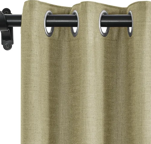 Vista 10 de Fcosie Cortinas opacas de lino 100 % opacas de 50 pulgadas de ancho x 63 pulgadas de largo, paneles de cortina con ojales para sala de estar