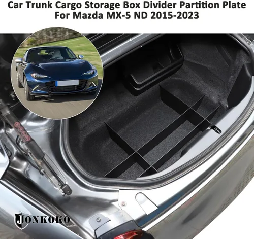Vista 4 de Divisor de caja de almacenamiento de carga para maletero de automóvil para Mazda MX-5 ND 2015-2023 Divisores de maletero ABS Negro Divisores