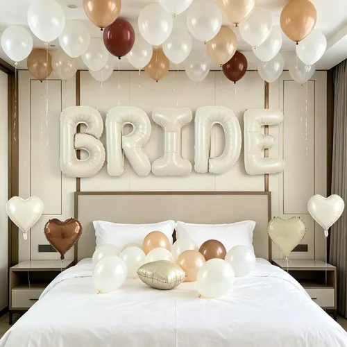 Vista 11 de TONIFUL 40 Inch Giant Bride Balloon Bachelorette Party Decorations with Blue White Balloons White BRIDE Letter Mylar Foil Balloons Banner for Bride