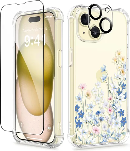Vista 157 de GVIEWIN - Funda para iPhone 11 con protector de pantalla + protector de lente de cámara, cubierta protectora transparente suave de poliuretano