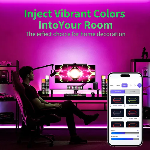 Vista 6 de KSIPZE Tira de luces LED inteligentes con WiFi, luces LED RGB+IC para dormitorio, trabajo con Alexa, control de aplicación, sincronización