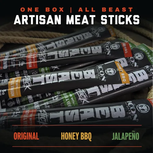 Vista 3 de ICON Meats BEAST Stick Sampler, palitos de carne con alto contenido