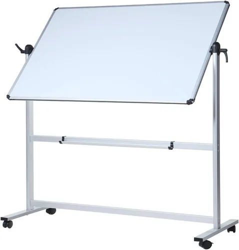 Vista 8 de VIZ-PRO Pizarra magnética móvil de doble cara, 48 x 24 pulgadas, orientación vertical, marco de aluminio y soporte Caballete de borrado en seco
