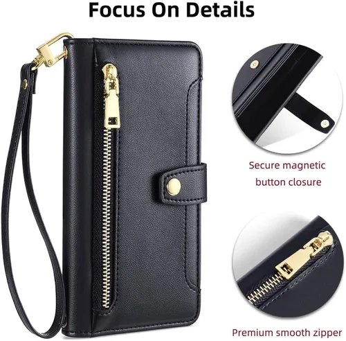 Vista 6 de Asuwish Funda de teléfono para Samsung Galaxy A03 Core Wallet Cover y protector de pantalla de vidrio templado, soporte para tarjetas