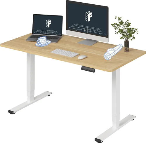 Vista 7 de FLEXISPOT E6 - Escritorio de pie eléctrico de 3 etapas con motor dual, 48 x 24, para usar sentado o de pie, soporta 220 lbs, altura ajustable