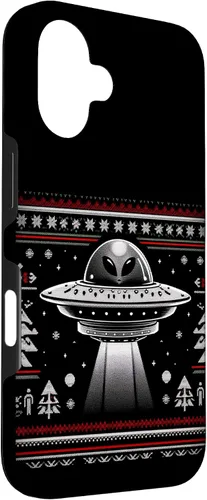 Vista 3 de Lindo alienígena OVNI Navidad Ugly Sweater Pijamas Caso para iPhone 16