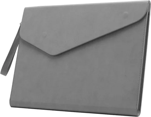 Vista 9 de Carpeta de cuero PU A4 para documentos, carpeta con estilo de cartera con correa y cierre magnético invisible (negro)