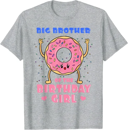 Vista 54 de Big Brother Of The Birthday Girl Donut Bday Party Bro Sib Camiseta, Negro, S