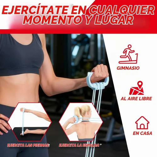 Vista 5 de Bandas de Resistencia Ajustables de 6 Niveles, Bandas de Resistencia para Fitness, Bandas de Ejercicio con Agarres Cómodos, Unisex, para Brazos Azul