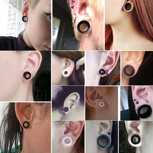 Vista 6 de NASAMA Juego de 50 unidades de dilatación de calibre de oreja 14G-00G Tapers Tapones de silicona Túneles medidores conjunto de expansor de cuerpo