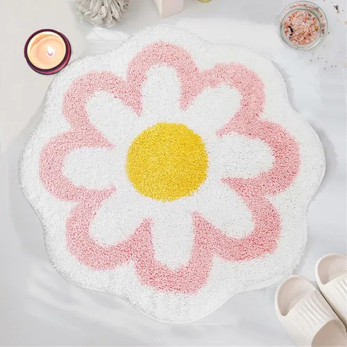 Vista 10 de YRXRUS Alfombra de baño de flores, alfombra de baño azul, tapetes de baño de belleza, alfombra de baño de microfibra ultrasuave, alfombra de flores