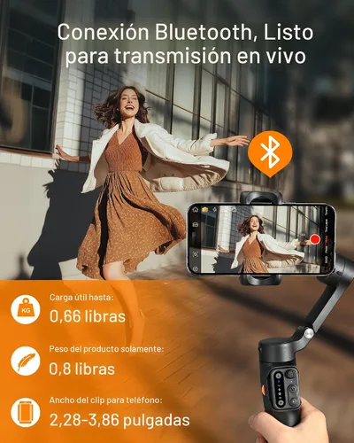 Vista 6 de Estabilizador de cardán iSteady X3 SE de hohem para iPhone, estabilizador de teléfono con control remoto desmontable, cardán plegable portátil de 3