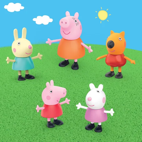 Vista 3 de Peppa Pig Peppa's Little Vehicle Playset para niñas y niños, incluye helicóptero, cámper y automóvil, y juego de 5 figuras, juguetes preescolares, a