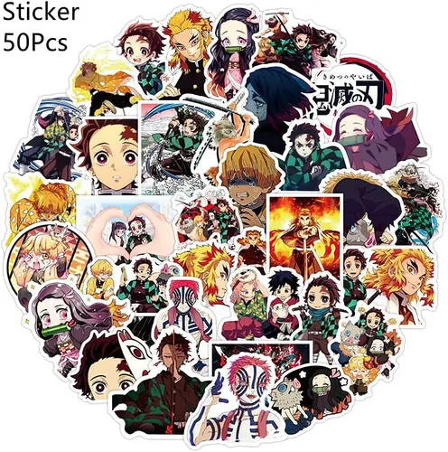 Vista 5 de EFORPT 4pcs Kimetsu no Yaiba pulsera anime llavero manga etiqueta