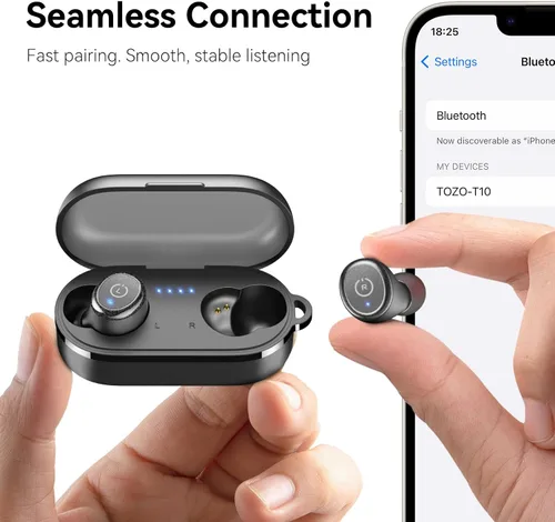 Vista 8 de TOZO - T10 - Auriculares inalámbricos Bluetooth 5.0 1 Negro
