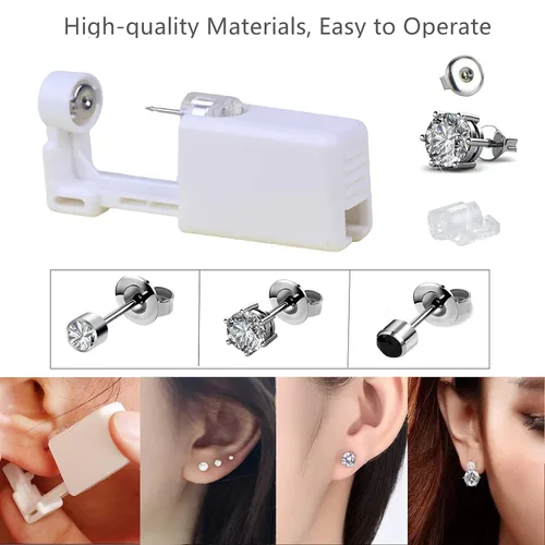 Vista 3 de Kit de perforación de oreja Paquete de 6 pistolas de perforación de oreja, kit desechable para piercings de oreja con aretes de seguridad, kit
