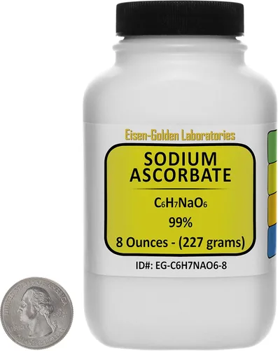 Vista 9 de Ascorbato de sodio [C6H7NaO6] 99% USP polvo de la categoría alimenticia 2 onzas en una botella