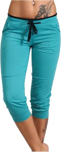 Vista 61 de Pantalones capri para mujer, estilo casual, de verano, elásticos, de cintura alta, pantalones de yoga, ajuste atlético, pantalones deportivos