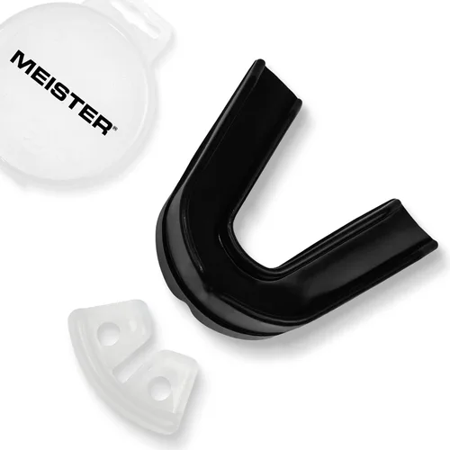 Vista 3 de Meister Protector bucal doble moldeable con estuche - Negro Diseño personalizado, protección de dientes superior e inferior para MMA, boxeo