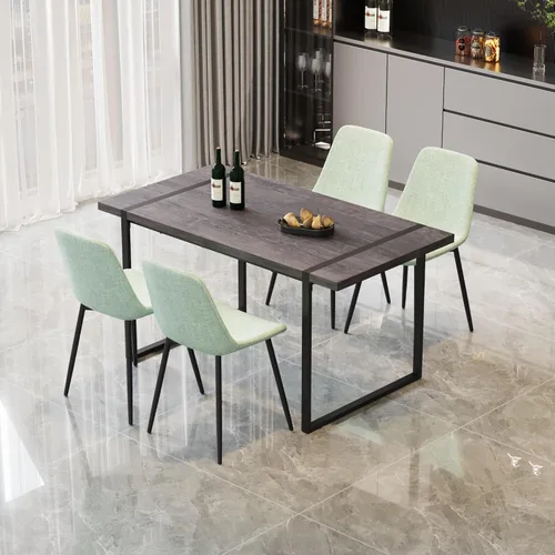 Vista 18 de Juego de mesa de comedor moderno para 4, juego de mesa y sillas de cocina de madera, juego de mesa de comedor de 5 piezas con 1 mesa de MDF y 4