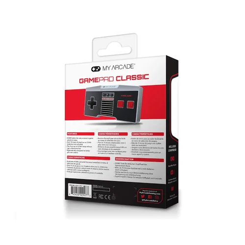 Vista 6 de My Arcade GamePad Classic - Wireless Game Controller - Compatible with Nintendo NES Classic Edition, Wii, Wii U - Adapter Included - 30 Feet Range