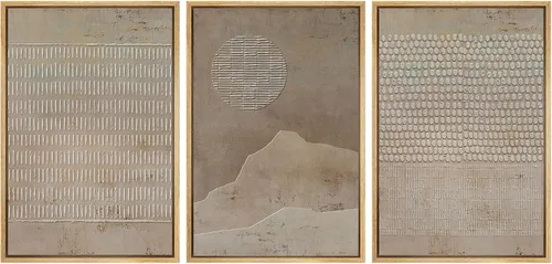 Vista 34 de SIGNWIN Lienzo enmarcado para pared, juego de arte neutro de bosque brumoso, ilustraciones en tono tierra, arte moderno, decorativo, bohemio